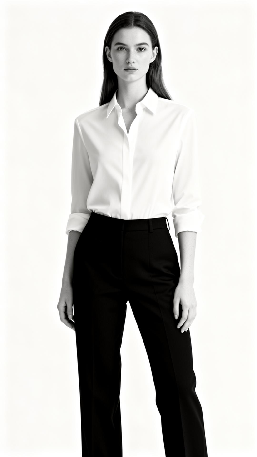 Editorial mode foto van een model met getailleerde kleding